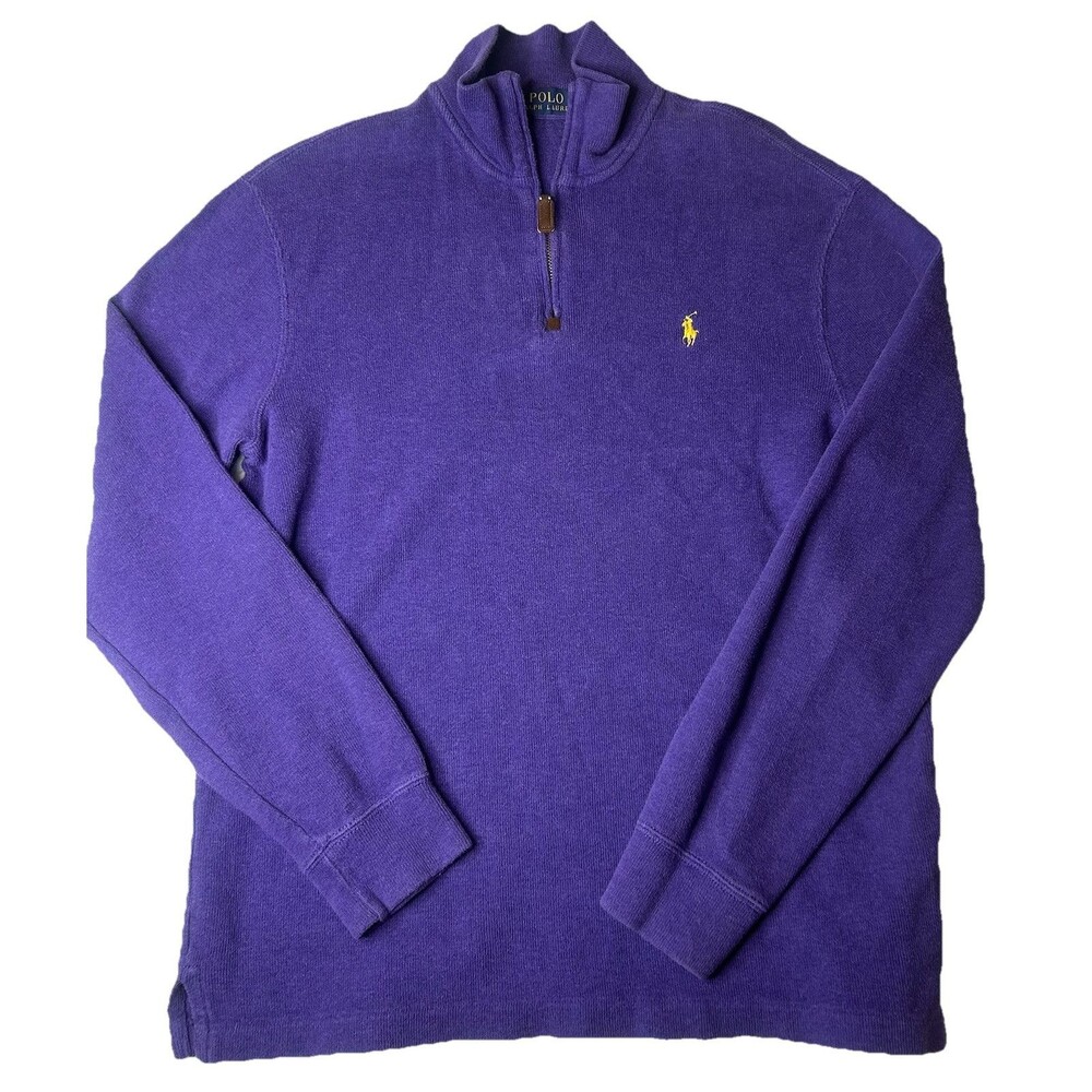 Polo Ralph Lauren Quarter Zip Pullover Sweater Purple Pony Long Sleeve Preppy M